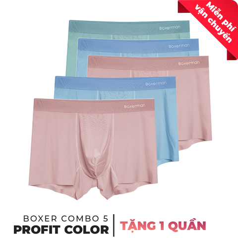Combo 5 quần lót Boxer nam PROFIT COLOR lụa băng mát lạnh
