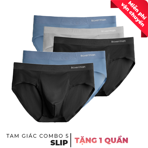 Combo 5 quần lót Tam Giác nam SLIP thun lạnh  - Tặng thêm 1 quần