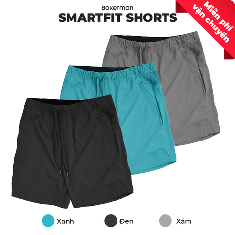 Combo 3 Quần thun ngắn đa năng Smartfit Shorts tiện lợi nam tính Tặng 1 quần boxer