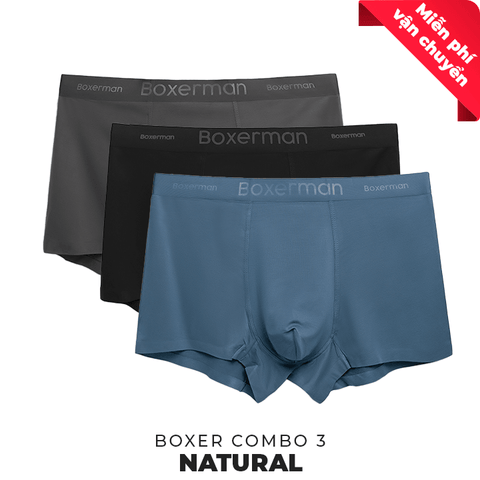 Combo 3 quần lót Boxer nam NATURAL gỗ sồi mềm mại - Boxerman.vn