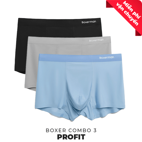 Combo 3 quần lót Boxer nam PROFIT lụa băng mát lạnh - Boxerman.vn